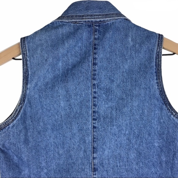 GAP Blue Jeans Top Vest Vintage Denim Sleeveless 90s Y2K Trucker Western Medium - Picture 4 of 8